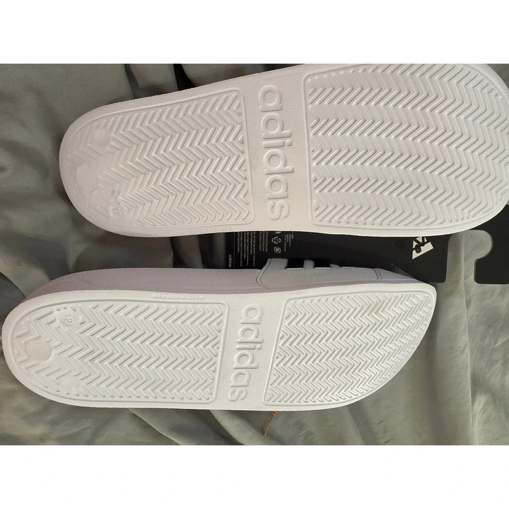 Adidas Adilette Shower Slides Mens 12 White Black GZ5921 Cloudfoam Sandals